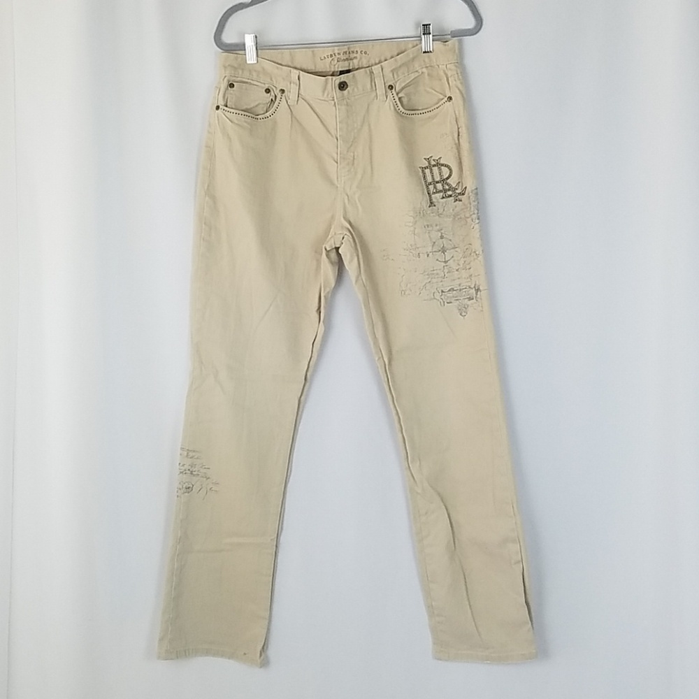 Lauren Jeans Co. women 10 classic straight beige Grunge Street Skater
